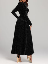 Rose Print V-Neck Long Sleeve Dress OutfitFlow